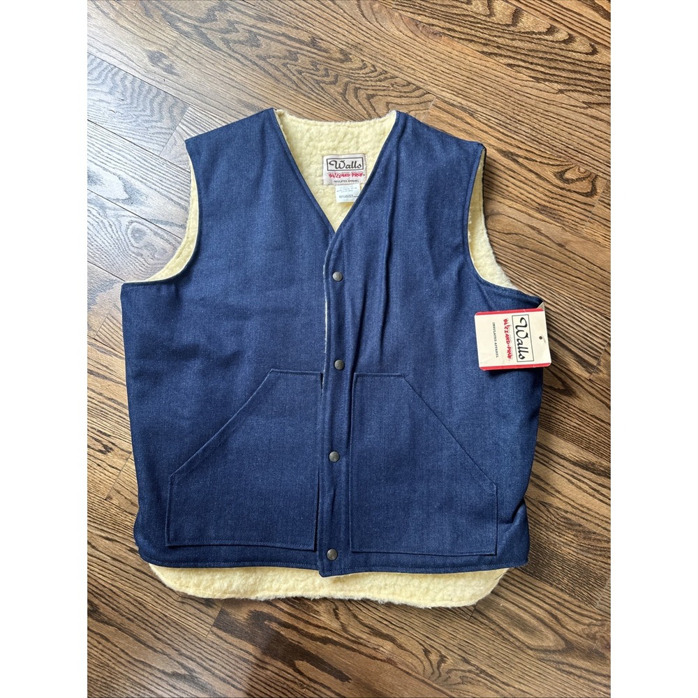 Walls Blizzard-Pruf Denim Sherpa Style Lined Vest NWT USA Men's XL Tall Vintage